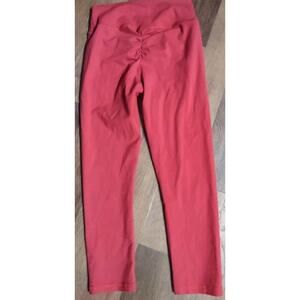 ABS2B Fitness Scrunch Booty Ruched Red High Rise Leggings Size Small Capri Crop